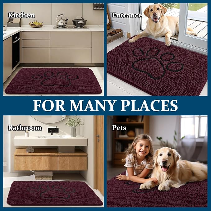 OLANLY Dog Door Mat for Muddy Paws 30x20, Paw Print Design, Absorbs Moisture - Image 8