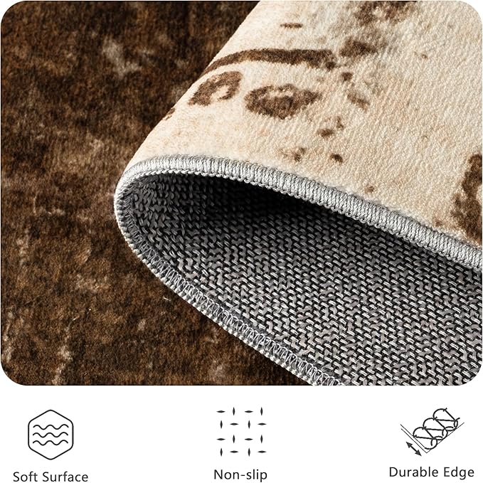 5x7 Area Rugs - Modern Abstract Washable Rug, Ultra Soft Non Slip Low Pile - Image 5