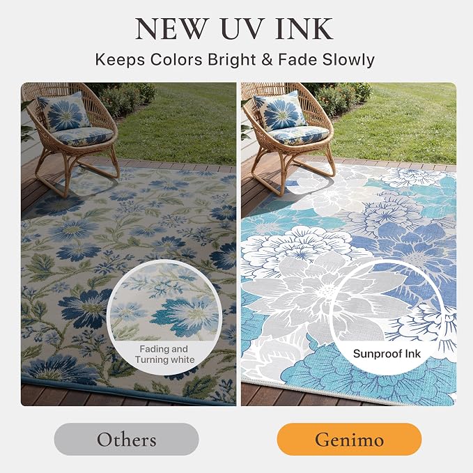 GENIMO Indoor Outdoor Area Rug 9'x12', Machine Washable Rugs - Image 5