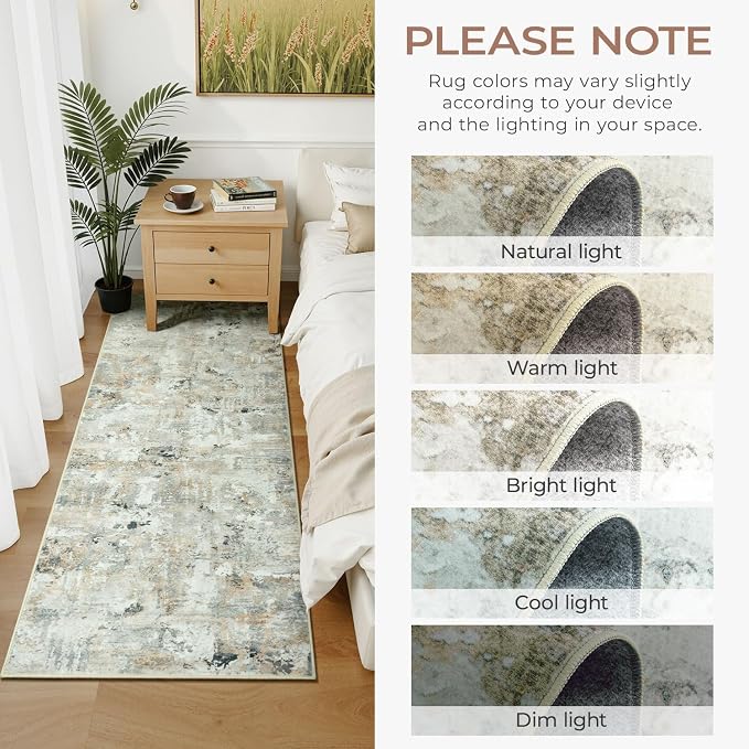2x6 Hallway Runner Rug Non-Slip Washable, Abstract Soft Kitchen Runner Rugs - Image 4