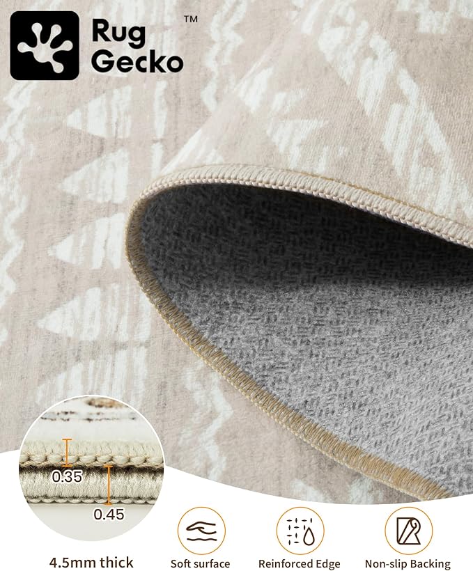 Miukiki 8x10 Area Rug for Living Room Moroccan Washable Rugs Non Slip Indoor - Image 3