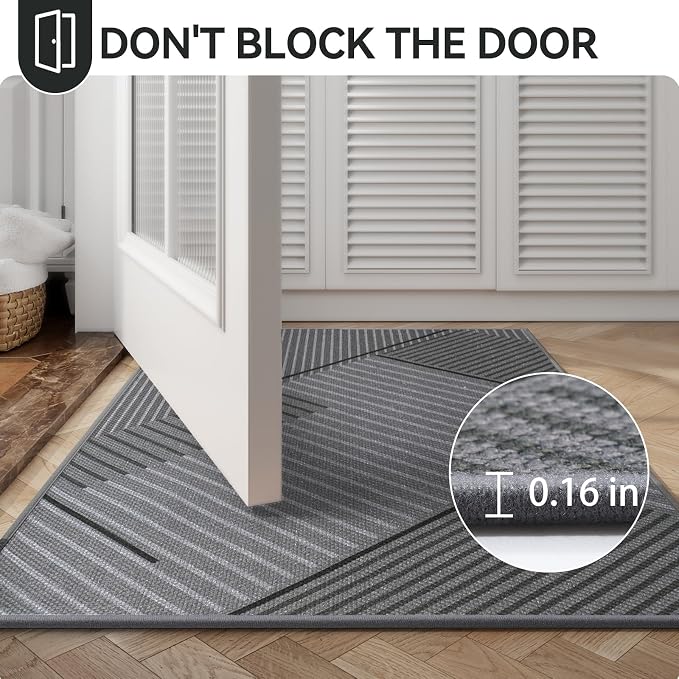 Front Door Mat 17''x30'', Non Slip Absorbent Dirt Resist Washable Low-Profile - Image 6