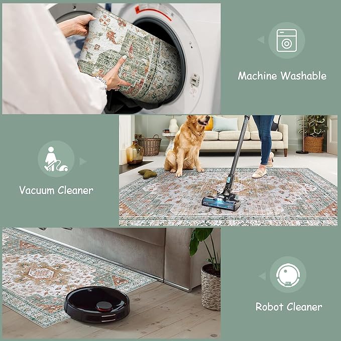 Moynesa Living Room Area Rug 9x12, Ultra-Thin Washable Large Rugs - Image 4
