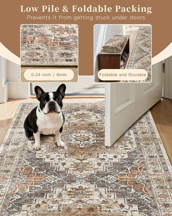 Madane 6x9 Area Rugs for Living Room, Stain Resistant Washable Rugs, Non-Slip - Image 6