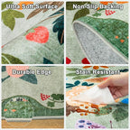Round Area Rug for Living Room: 8 ft Floral Washable Circle Rug Soft Boho - Image 7