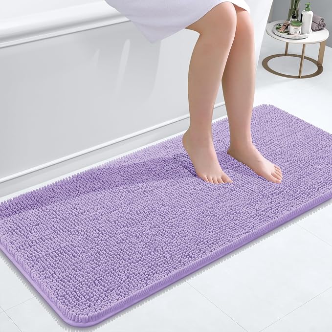 OLANLY Bathroom Runner Rugs 47x20, Soft Absorbent Chenille Bath Rugs, Rubber by OLANLY