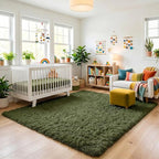 Amdrebio Olive Green Rugs for Bedroom Living Room, Fluffy Shaggy Modern Area - Image 6