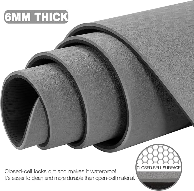 UMINEUX Large Yoga Mat for Men and Women 1/4 & 2/5 Inch Extra Thick TPE Fitness - Image 4