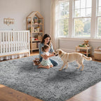 6x9 Area Rug for Living Room:Ultra Soft Fluffy Shag Light Grey Rugs, Large - Image 9