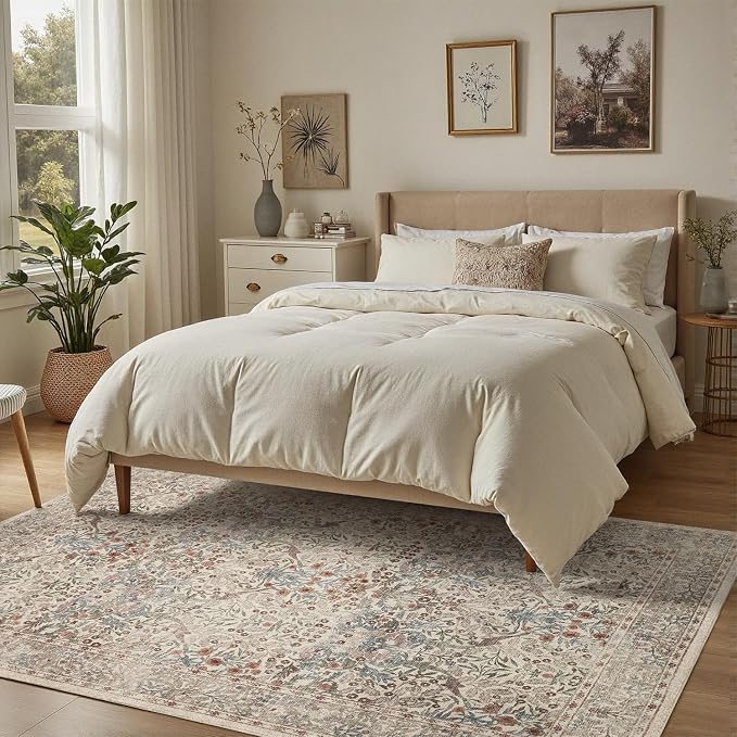 DCX Beige 8x10 Area Rugs, Machine Washable Non Slip Stain Resistant Soft - Image 8