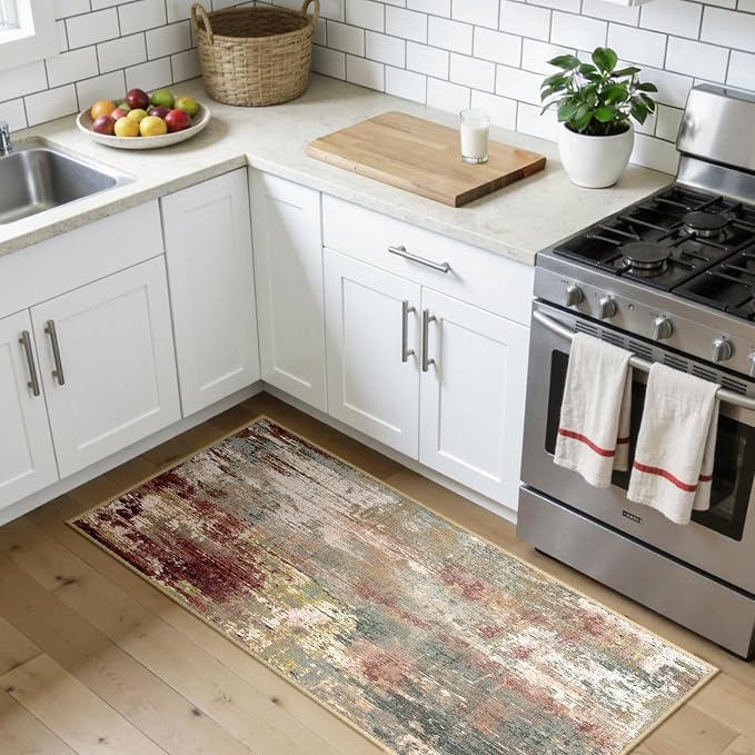RELEANY Washable Area Rugs 2'x5' Non-Slip Modern Abstract Soft - Image 3