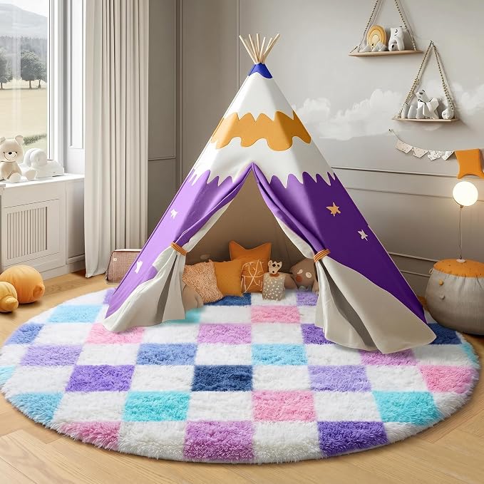 KICMOR Purple Rainbow Round Rug - Image 3