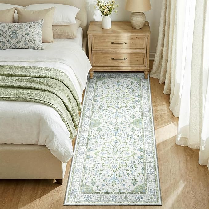 RELEANY Area Rugs Runner 2'x6' Washable Non-Slip, Floral Vintage Distress - Image 3