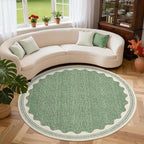 GarveeHome Scalloped Sage Green 6ft Round Rug Washable Non-Slip Soft Ultra-Thin by GarveeHome