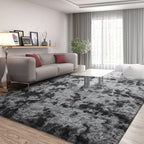 FlyDOIT Large Area Rugs for Living Room, 4x6 Feet Tie-Dyed Dark Grey Shaggy Rug - Image 2