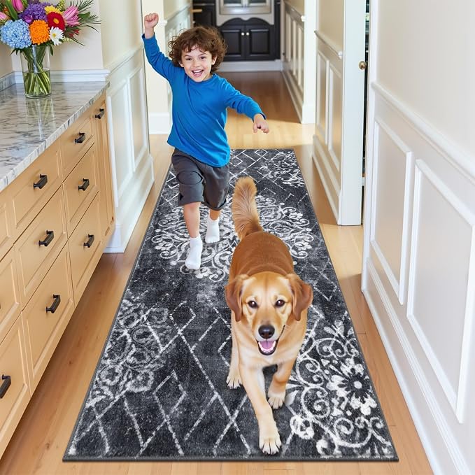 HEBE Washable Hallway Runner Rug 2'x 5' Non Slip Kitchen Rugs Runner, Low Pile - Image 8
