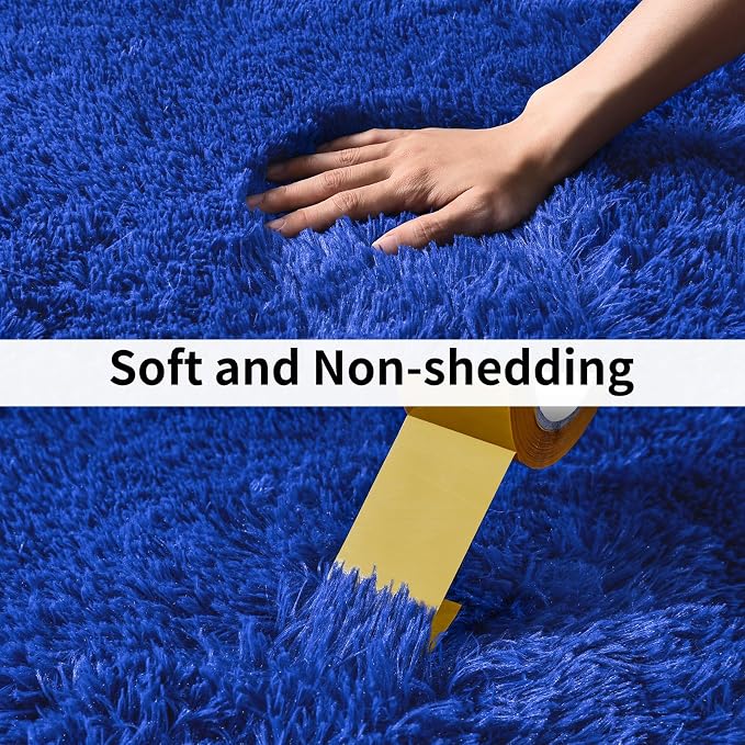 Soft Runner Rugs for Bedroom Hallways, 2 Packs 2x6 Royal Blue Fluffy Shag Throw - Image 6