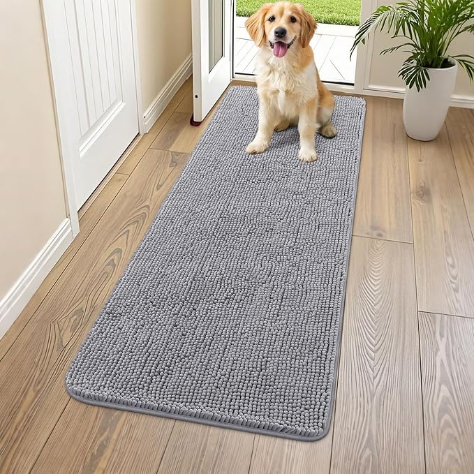 Smiry Dog Door Mat for Muddy Paws 54x24, Absorbent Dirt Trapper, Non-Slip by Smiry
