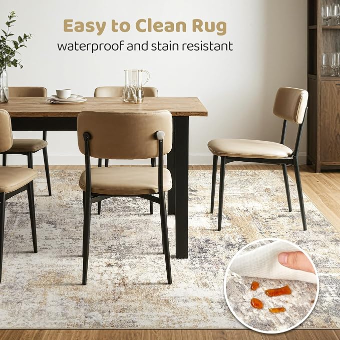 6x9 Area Rugs Living Room: Large Washable Abstract Modern Soft Rug Stain - Image 6