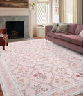 YIHOUSE Pink 6x9 Area Rug for Bedroom Girls, Floral Washable Rugs for Living by YIHOUSE