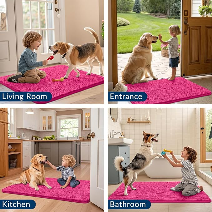 Smiry Dog Door Mat for Muddy Paws 70x24, Absorbent Dirt Trapper, Non-Slip - Image 7