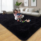 qulint 8x10 Rug for Living Room, Soft Fluffy Black Rug for Bedroom Shag Shaggy - Image 7