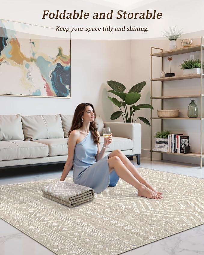 Miukiki 8x10 Area Rug for Living Room Moroccan Washable Rugs Non Slip Indoor - Image 6