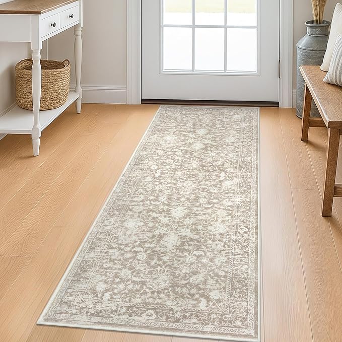 KILOCOCO Hallway Runner 2x5 Kitchen Runner Rug Printed Vintage Floral Washable by Kilococo