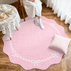 GarveeHome Scalloped Bow Rug for Living Room, 4ft Round Rugs Washable Solid - Image 3