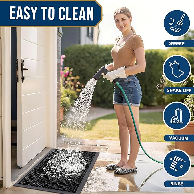 Smiry Front Door Mat Outside Entrance, Heavy Duty Sturdy Natural Rubber Doormat - Image 6