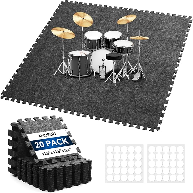 20 Pcs Interlocking Sound Absorbing Floor Mats, Non-Slip Felt Puzzle Mats by AMUFON