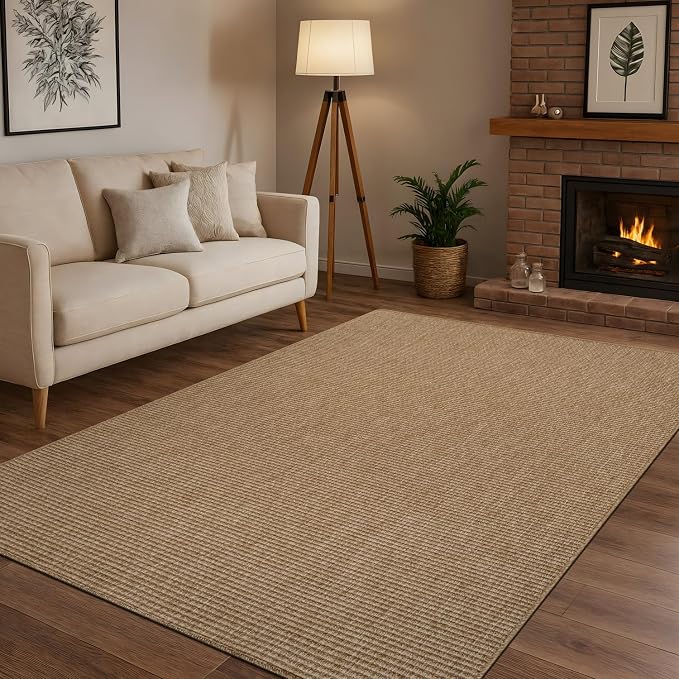 CAMILSON Easy Jute Rug 10x14, Large Indoor Outdoor Natural Color Farmhouse Area - Image 8