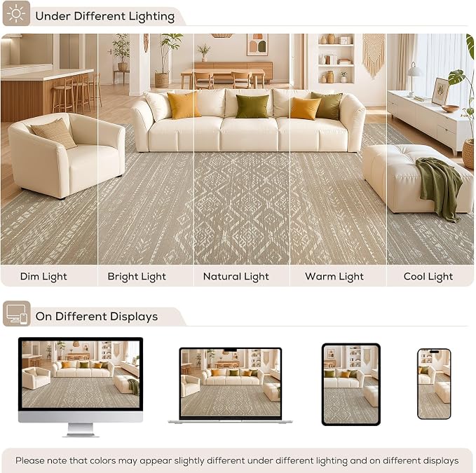 Nakagishi Area Rug Living Room Rugs: 5x7 Large Soft Machine Washable Boho - Image 9