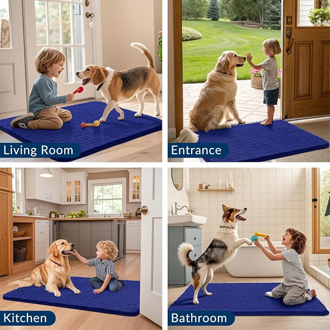 Smiry Dog Door Mat for Muddy Paws 36x24, Absorbent Dirt Trapper, Non-Slip - Image 7