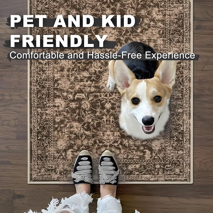 KILOCOCO Hallway Runner 2x5 Kitchen Runner Rug Printed Floral Non-Slip Washable - Image 4