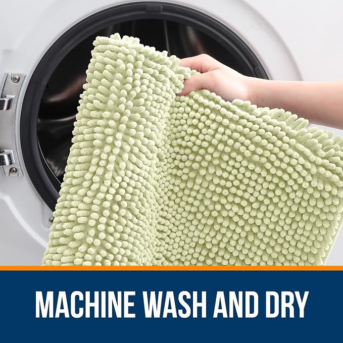 OLANLY Small Bathroom Rugs 24x16, Extra Soft Absorbent Chenille Bath Rugs - Image 6