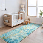 2x6 Teal Blue Rug Runners for Hallways Kitchen Runner Rug Non Slip Washable - Image 2