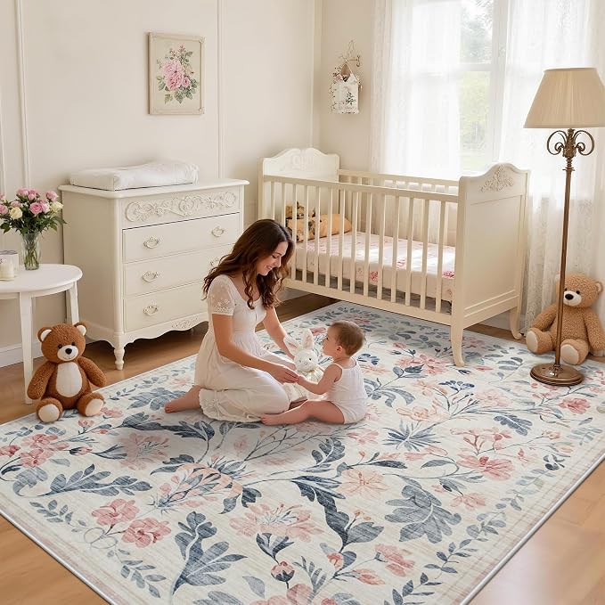 5x7 Area Rugs Washable Rug: Boho Living Room Rug Soft Non-Slip Low Pile Carpet - Image 3