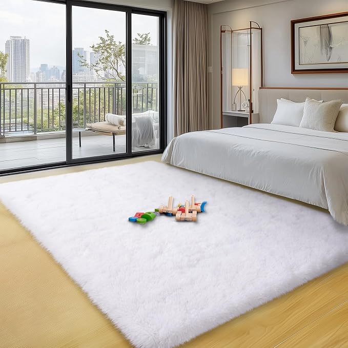 qulint 5x7 White Rugs for Living Room, Shag Fluffy Rug for Bedroom Soft Large - Image 7