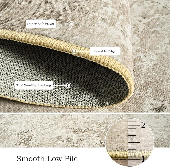 Toneed Abstract Area Rug 7x10 Modern Washable Rug Soft Non Slip Rug Low Pile - Image 5