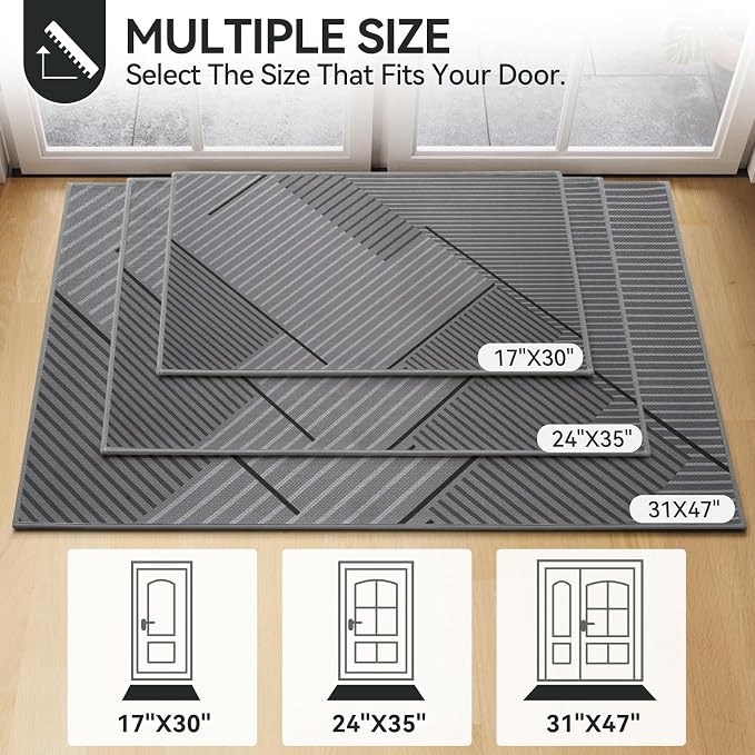 Front Door Mat 17''x30'', Non Slip Absorbent Dirt Resist Washable Low-Profile - Image 8