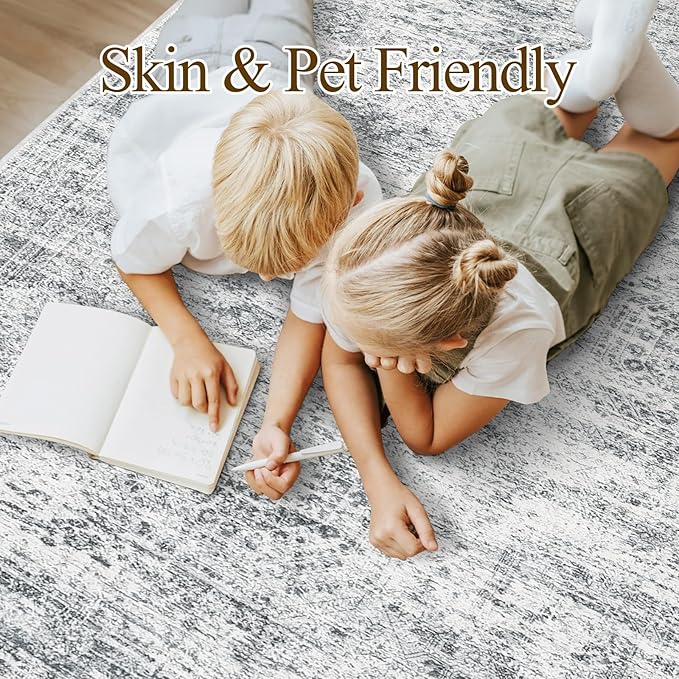 Soalmost 10x14 Area Rugs for Living Room, Non Slip Machine Washable Vintage Rugs - Image 3
