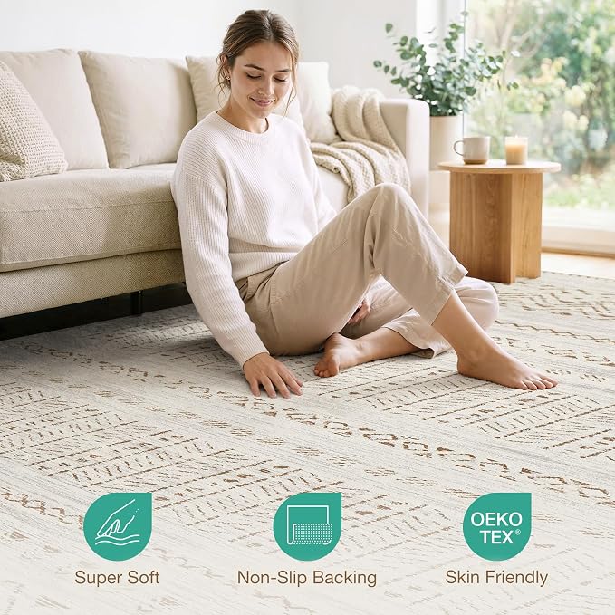 cotiled 8x10 Area Rugs Living Room Rug: Washable Boho Rugs - Image 4