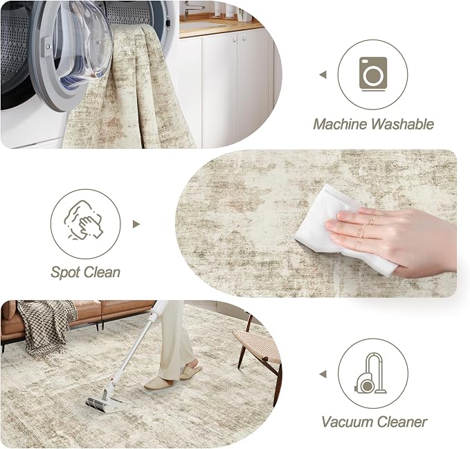 Soalmost 10x14 Area Rugs for Living Room, Non Slip Machine Washable Vintage - Image 5