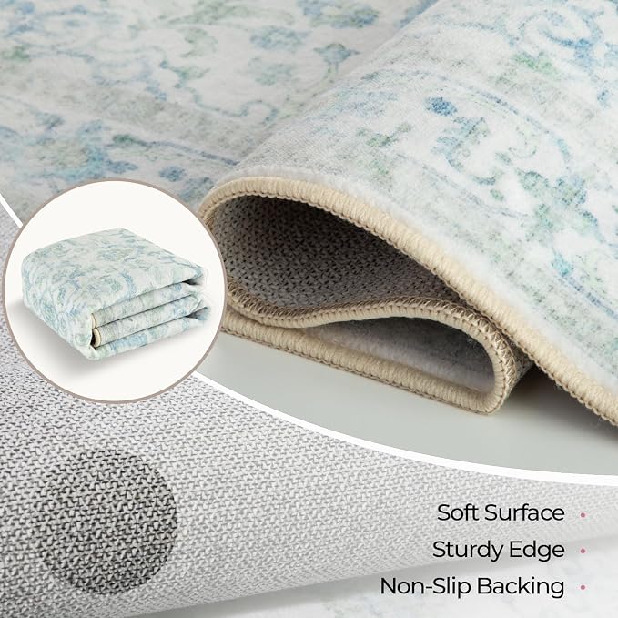 CAPALOCA Machine Washable Rugs Nursery Rug Sq4ft Cute Girl Non Slip Low Pile - Image 4