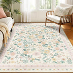 8x10 Area Rugs, Washable Floral Rug, Low Pile Non-Slip Carpet, Flower Rug - Image 6