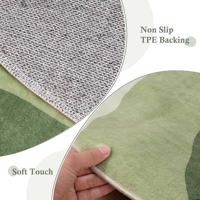 4ft Abstract Round Rug, Soft Washable Non-Slip Mountain Circle Classroom Rug - Image 3