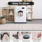 2x6 Pink Runner Rug Machine Washable Non Slip Area Rug Distressed Neutral - Image 7
