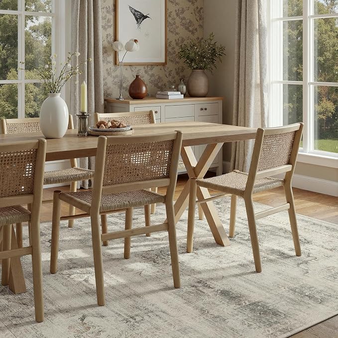 DCX 5x7 Vintage Rug, Machine Washable Stain Resistant Distressed Beige Rug - Image 6