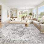Area Rug 10x14 Washable Rug, Vintage Boho Medallion Rugs Non-Slip Soft Low Pile by VECARF